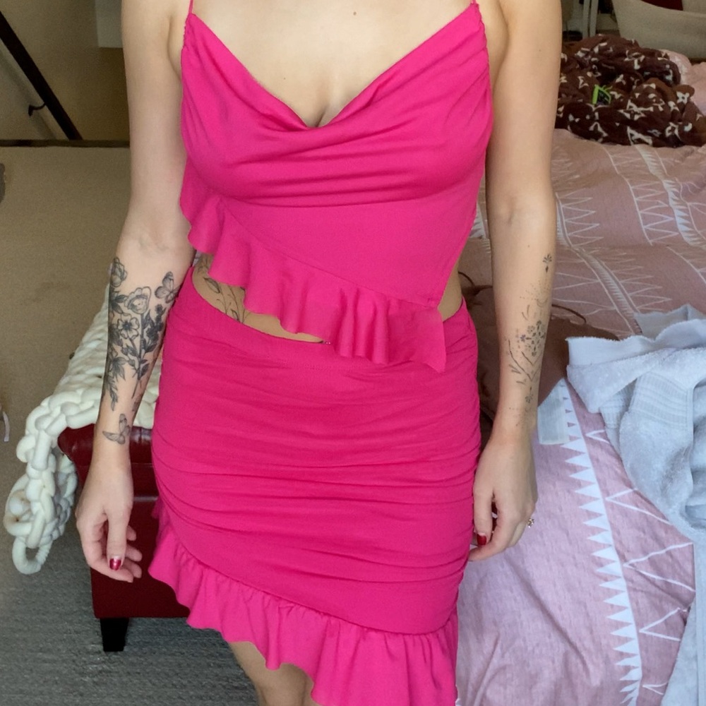 Garage | Pink Skirt + Top Matching Set | Size S